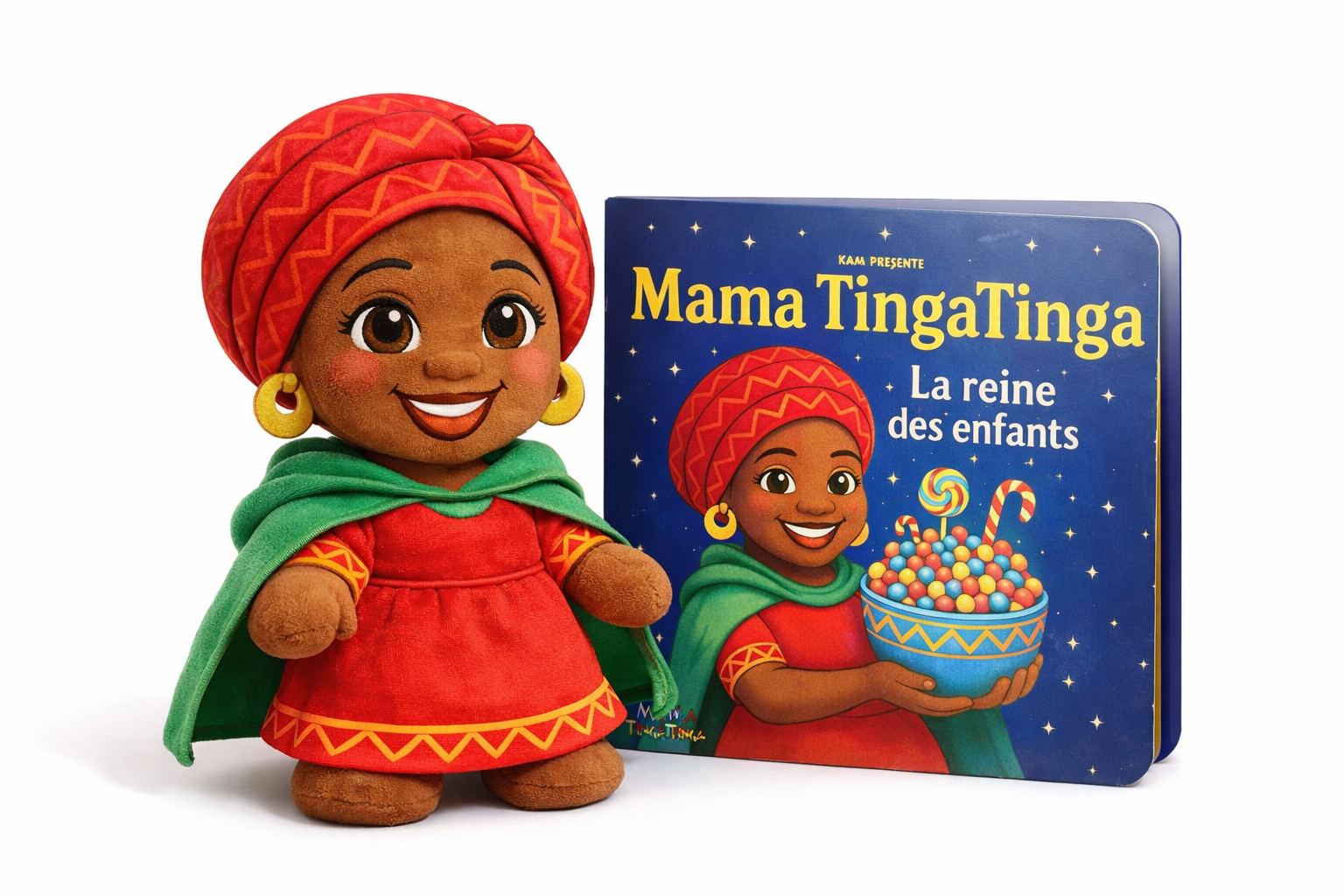 Le livre Mama TingaTinga accompagné de sa peluche